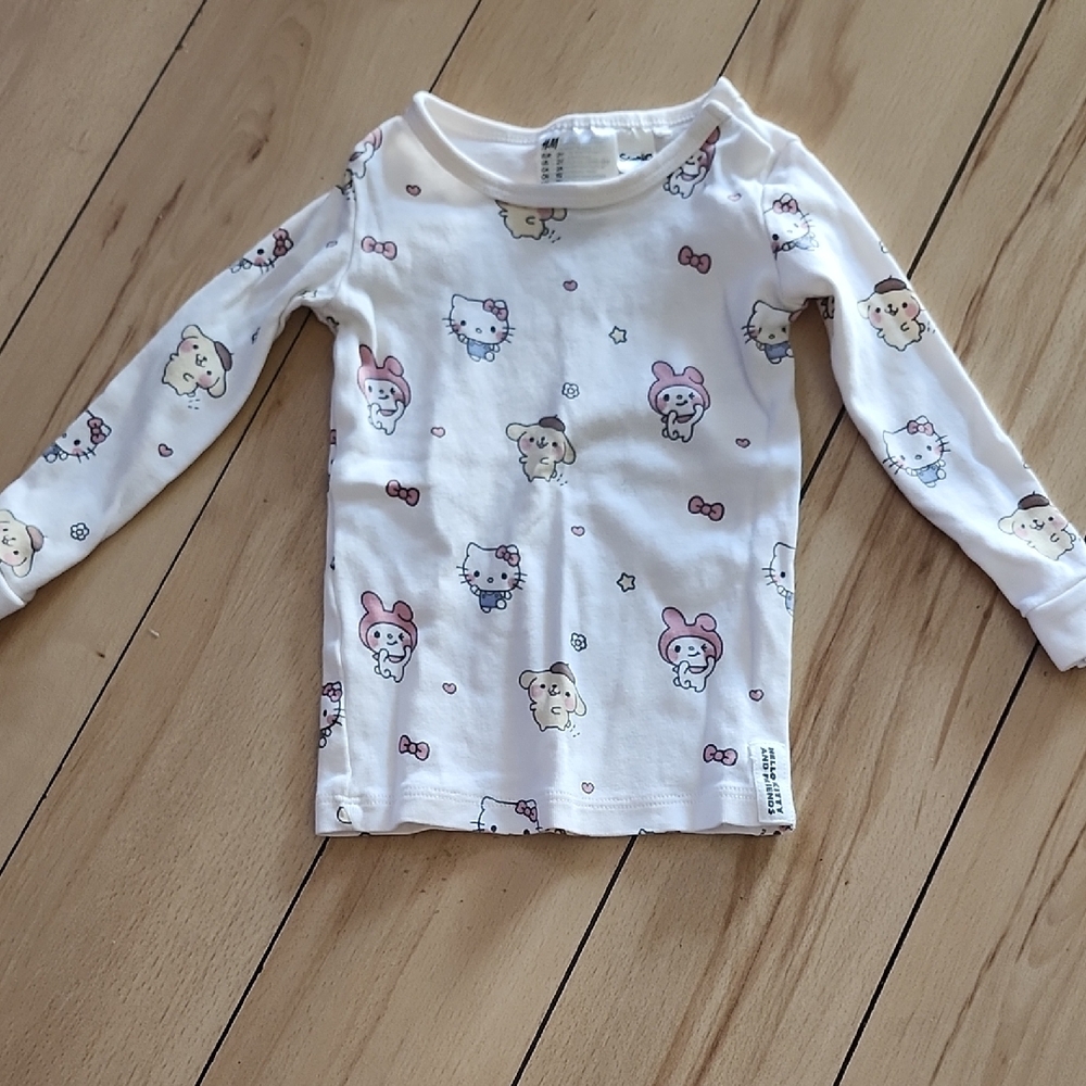 H&M White Long Sleeve Shirt with Cute Character Prints